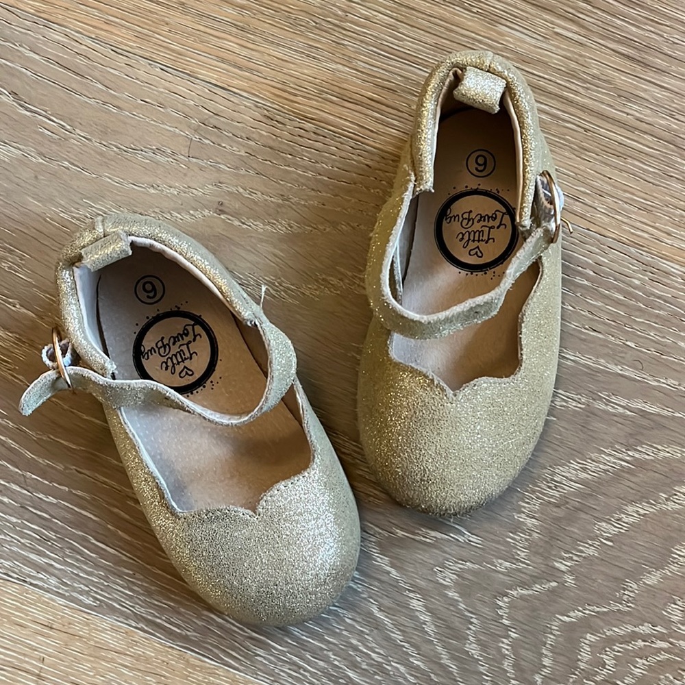 Gold glitter flats toddler 6